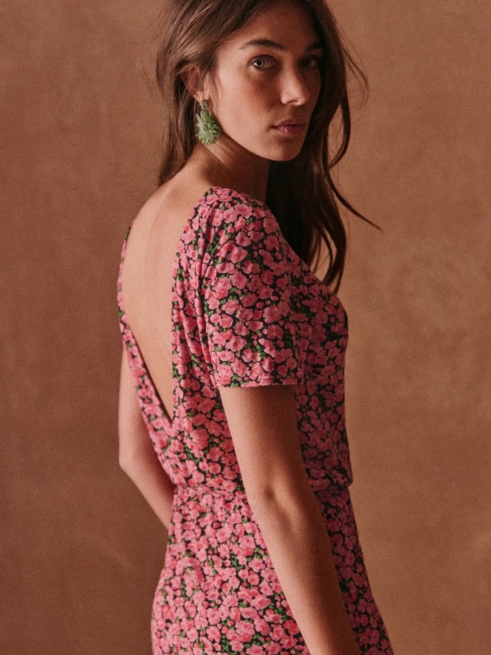 Sézane Luce dress in pink flowers print